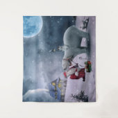 Der Weihnachtsmann am Nordpol Wandteppich (Vorderseite)