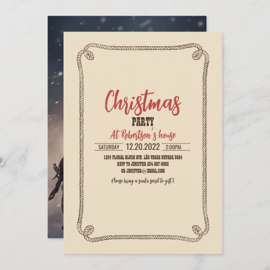 Der Weihnachtsmann am Pferd Einladung (Vorne/Hinten)