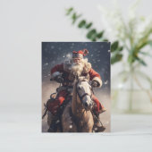 Der Weihnachtsmann am Pferd Postkarte (Stehend Vorderseite)