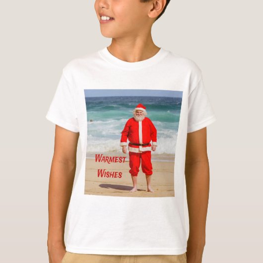 Der Weihnachtsmann am Strand wünscht einen sonnige T-Shirt (Vorderseite)