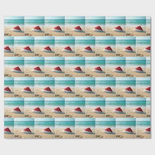 Der Weihnachtsmann am Tropenstrand Geschenkpapier (Flach)