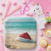 Der Weihnachtsmann am Tropenstrand Pappteller (Party)