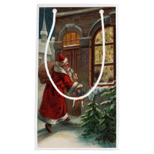 Der Weihnachtsmann an der Tür Geschenktasche Kleine Geschenktüte