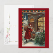 Der Weihnachtsmann an der Tür Postkarte (Vorne/Hinten)