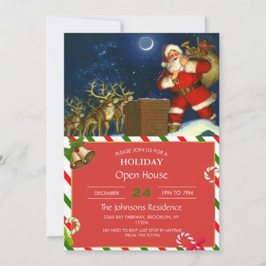 Der Weihnachtsmann auf dem Dach Einladung (Vorderseite)