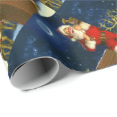 Der Weihnachtsmann auf dem Dach Geschenkpapier (Rolleneckpunkt)