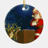 Der Weihnachtsmann auf dem Dach Keramik Ornament (Vorne)
