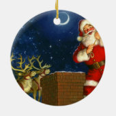 Der Weihnachtsmann auf dem Dach Keramik Ornament (Hinten)