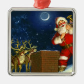 Der Weihnachtsmann auf dem Dach Ornament Aus Metall (Vorne)