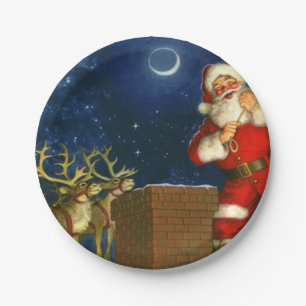 Der Weihnachtsmann auf dem Dach Pappteller