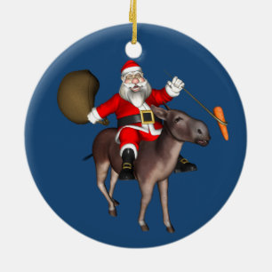Der Weihnachtsmann auf dem Donkey Keramik Ornament