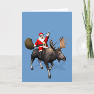 Der Weihnachtsmann auf dem Elch Feiertagskarte