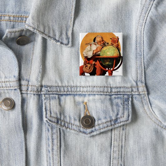 Der Weihnachtsmann auf dem Globus Button (Beispiel)