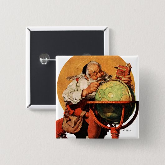 Der Weihnachtsmann auf dem Globus Button (Vorne & Hinten)