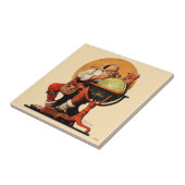 Der Weihnachtsmann auf dem Globus Fliese (Seite)