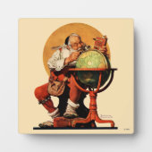 Der Weihnachtsmann auf dem Globus Fotoplatte (Vorderseite)