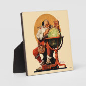 Der Weihnachtsmann auf dem Globus Fotoplatte (Vorderseite)