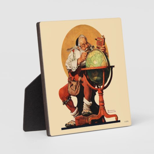 Der Weihnachtsmann auf dem Globus Fotoplatte (Vorderseite)