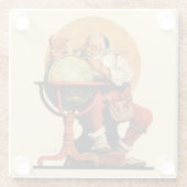 Der Weihnachtsmann auf dem Globus Glasuntersetzer (Rückseite)