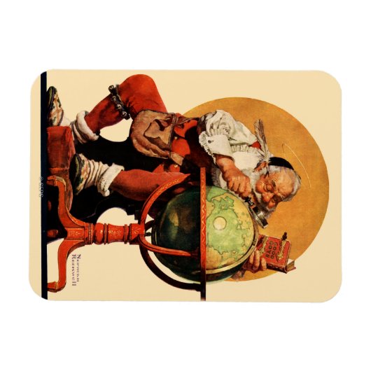 Der Weihnachtsmann auf dem Globus Magnet (Horizontal)