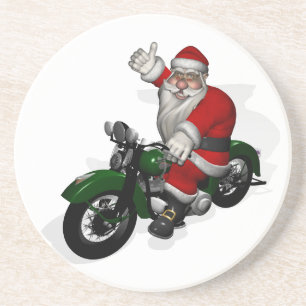Der Weihnachtsmann auf dem grünen Vintagen Motorr Getränkeuntersetzer
