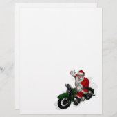 Der Weihnachtsmann auf dem grünen Vintagen Motorra (Vorne/Hinten)