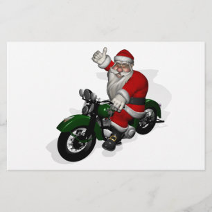 Der Weihnachtsmann auf dem grünen Vintagen Motorra Briefpapier