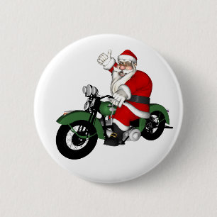 Der Weihnachtsmann auf dem grünen Vintagen Motorra Button