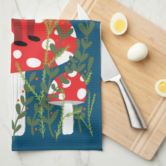 Der Weihnachtsmann auf dem Magischen Pilz Geschirrtuch (Viertel Falte)