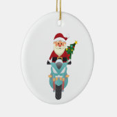 Der Weihnachtsmann auf dem Motorrad Keramik Ornament (Rechts)