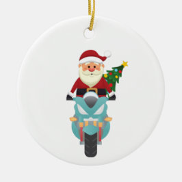 Der Weihnachtsmann auf dem Motorrad Keramik Ornament