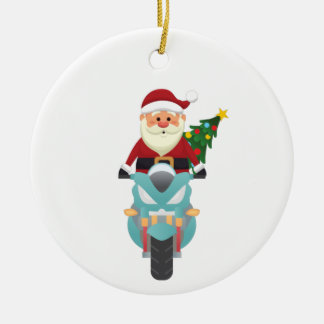 Der Weihnachtsmann auf dem Motorrad Keramik Ornament