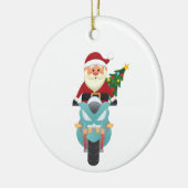 Der Weihnachtsmann auf dem Motorrad Keramik Ornament (Links)