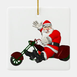 Der Weihnachtsmann auf dem Motortrick Keramikornament