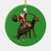 Der Weihnachtsmann auf dem Parasaurolophus Keramik Ornament (Vorne)