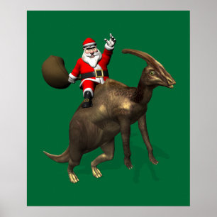 Der Weihnachtsmann auf dem Parasaurolophus Poster