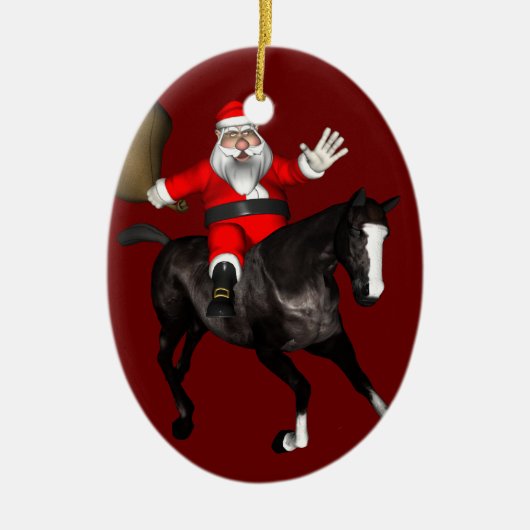Der Weihnachtsmann auf dem Reiten Keramik Ornament (Vorne)