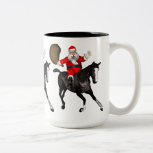 Der Weihnachtsmann auf dem Reiten Zweifarbige Tasse