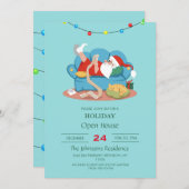 Der Weihnachtsmann auf dem Sofa im Schlafanzug Einladung (Vorne/Hinten)