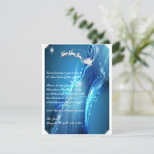 Der Weihnachtsmann auf der Blue Wave Party Einladu Einladung (Stehend Vorderseite)