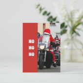 Der Weihnachtsmann auf einem Motorrad Ho Ho Ho Postkarte (Stehend Vorderseite)