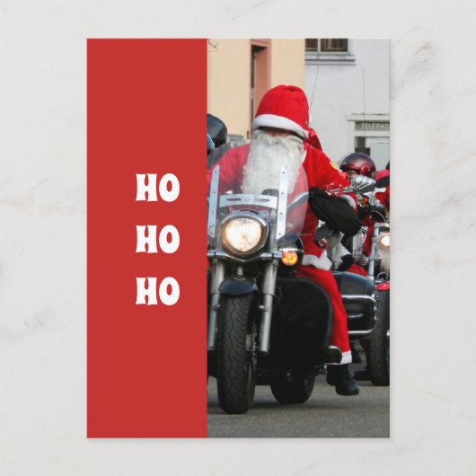 Der Weihnachtsmann auf einem Motorrad Ho Ho Ho Postkarte (Vorderseite)