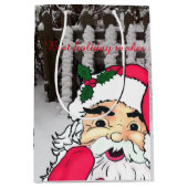 Der Weihnachtsmann auf einem Schneeballzaun Mittlere Geschenktüte (Vorderseite)