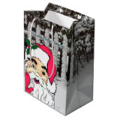 Der Weihnachtsmann auf einem Schneeballzaun Mittlere Geschenktüte (Rückseite Schrägansicht)