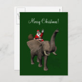 Der Weihnachtsmann auf Elefant reiten Feiertagspostkarte (Vorne/Hinten)