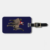 Der Weihnachtsmann auf Elefant reiten Gepäckanhänger (Vorderseite horizontal)