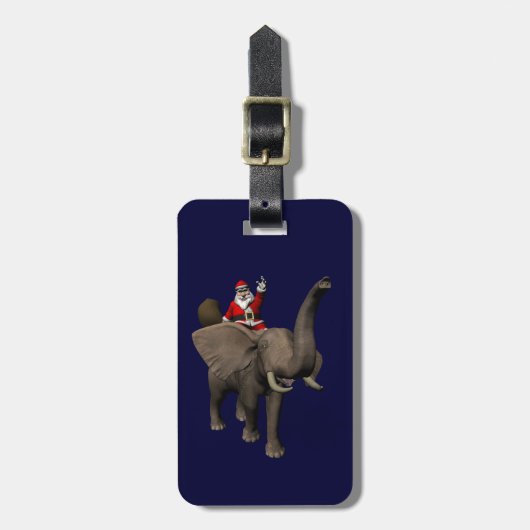 Der Weihnachtsmann auf Elefant reiten Gepäckanhänger (Vorderseite vertikal)