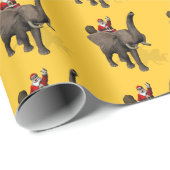 Der Weihnachtsmann auf Elefant reiten Geschenkpapier (Rolleneckpunkt)