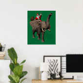 Der Weihnachtsmann auf Elefant reiten Poster (Heimbüro)
