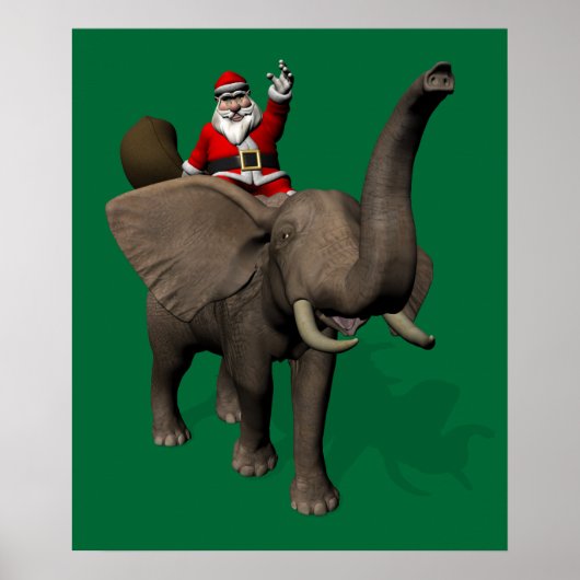 Der Weihnachtsmann auf Elefant reiten Poster (Vorne)
